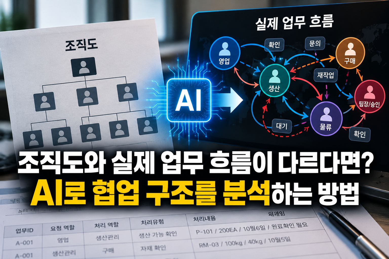 조직도와 실제 업무 흐름을 AI로 비교 분석하는 협업 구조